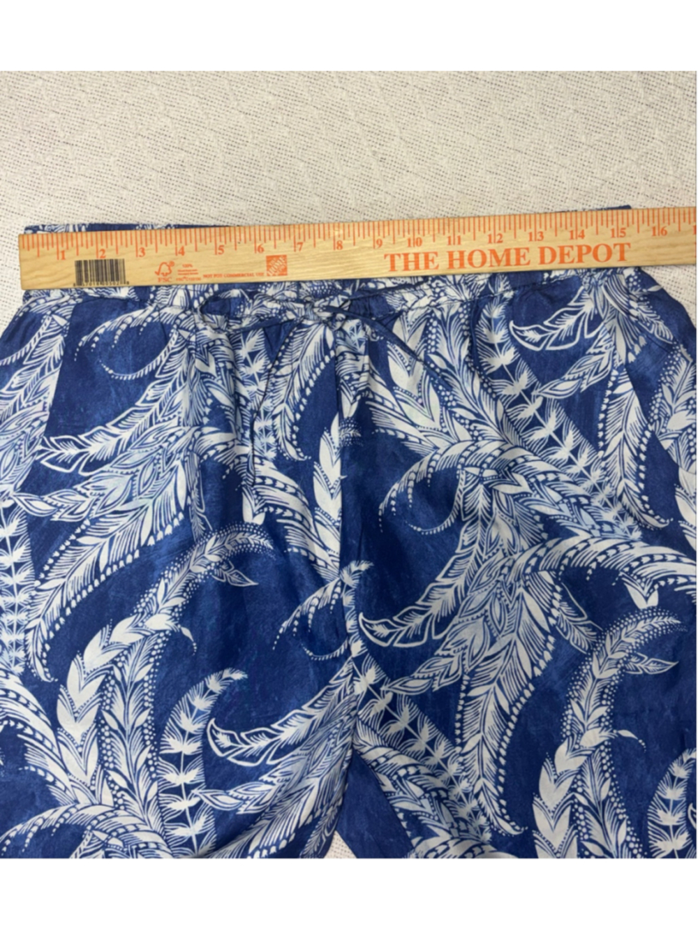 NWT J.McLaughlin Luxe Silk Blend Blue White Fern Leaf Drawstring Pants Size M - Picture 5 of 9